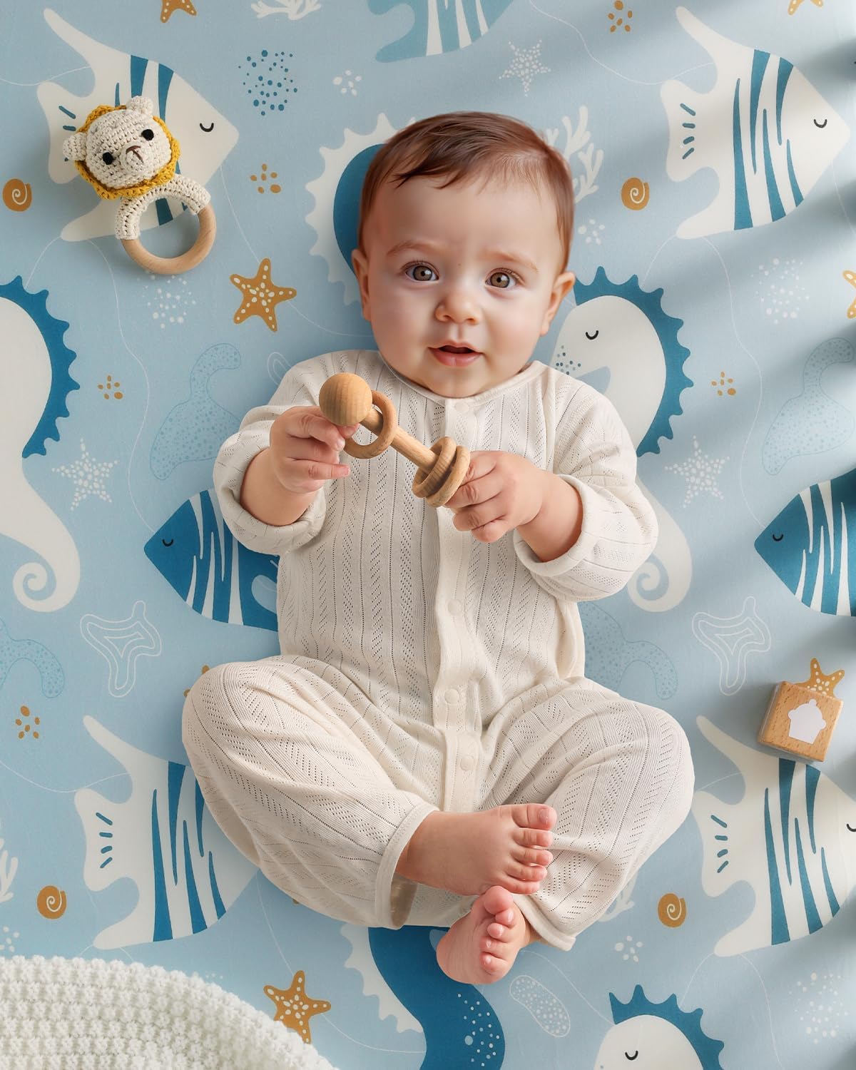 Yoofoss Baby Crib Sheets - 2 Pack Ultra Soft Fitted Sheets for Standard Crib & Toddler Mattress | Underwater World Design 52x28