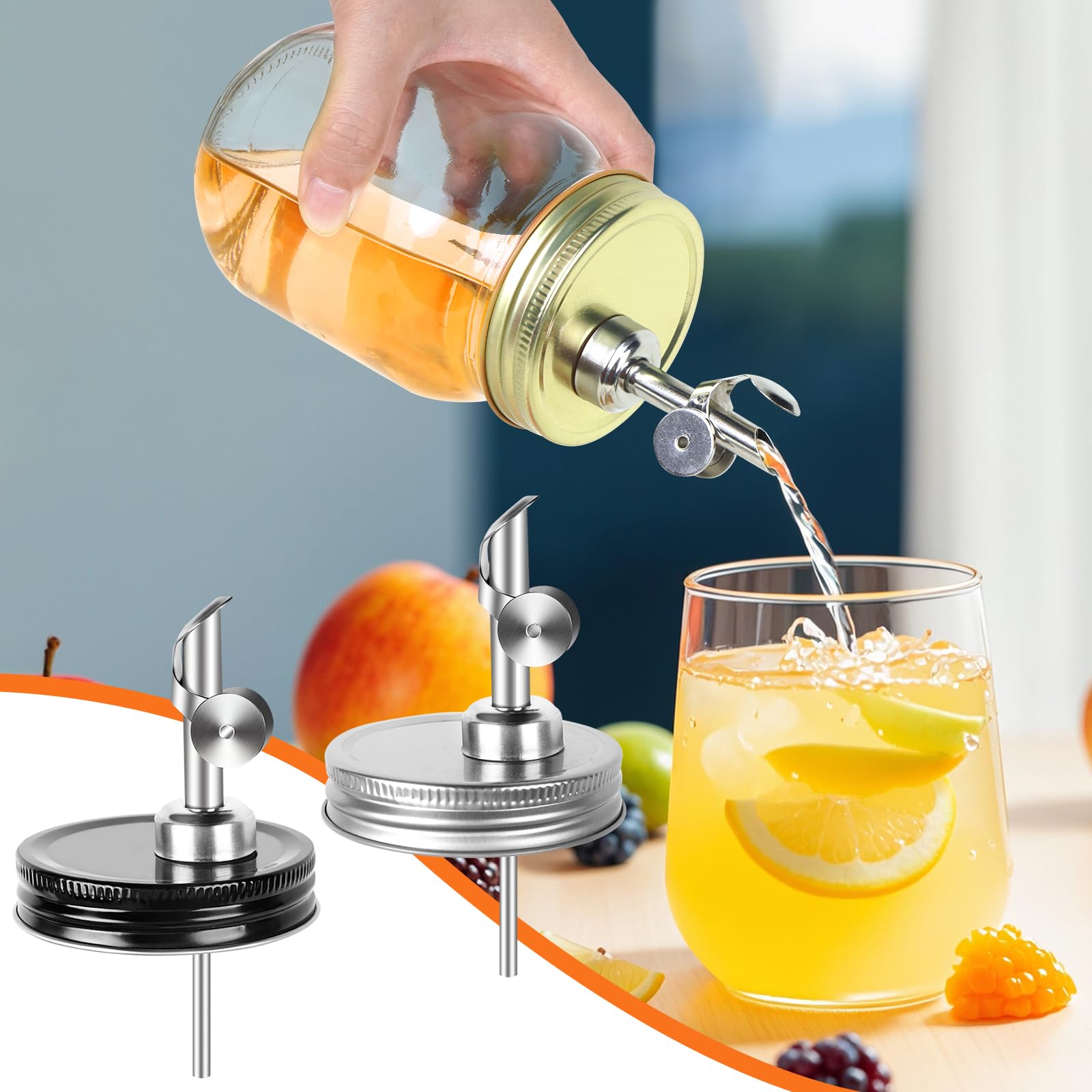 Auto-locking Flip Dispenser Spouts Moonshine Pour Cap,for Regular Mouth 2.75Inch Mason Jar, Free Flow Canning Jar Pouring, for Olive Oil Vodka Moonshine Liquid Salad Dressing,No Jar(Black)