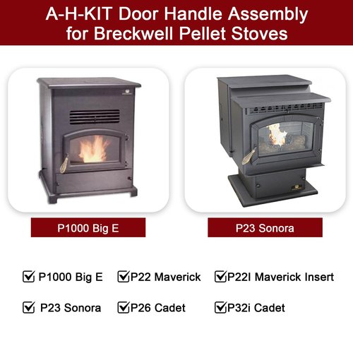 Hiorucet A-H-KIT Door Handle Assembly Compatible with Breckwell Pellet Stoves P1000 Big E, P22 Maverick, P22I Maverick Insert, P23 Sonora, P26 Cadet, P32i Cadet, Replacement Part Number A-H-KIT