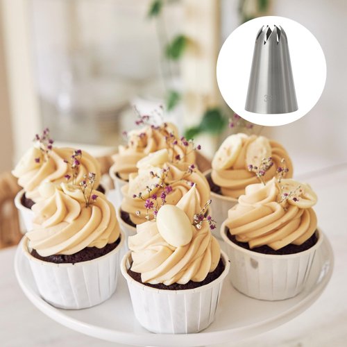 Closed Star Piping Tip #336 – 4Pcs Large Stainless Steel Pastry Tube Nozzle Tips for Cake Decorating, Frosting, Cream, Icing, Cupcakes, Swirls, Roses, Snow Tops, Cookies & Baking