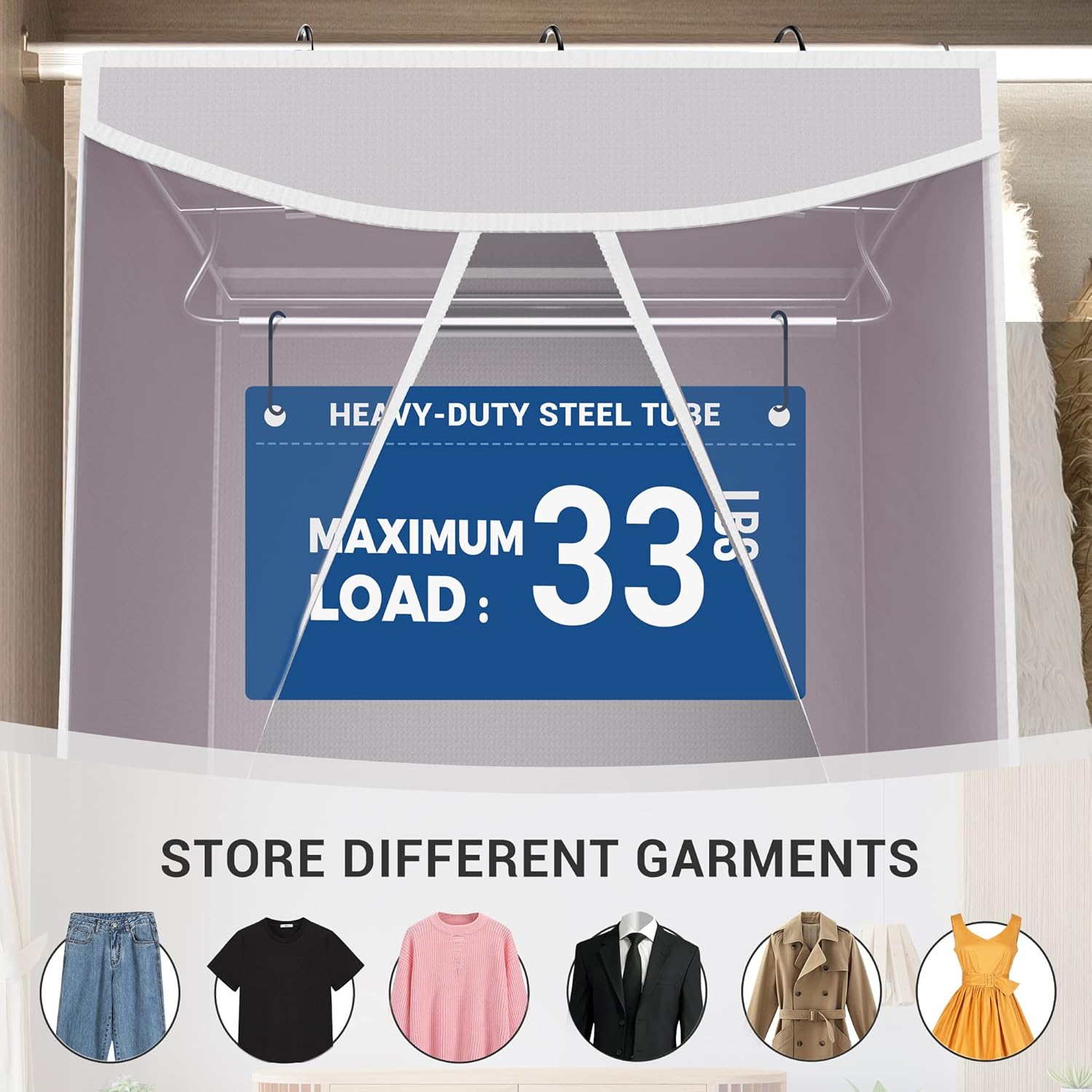 Storage Maniac Hanging Garment Bags - 2-Pack Long Dress & Suit Covers with Clear Window, Grey