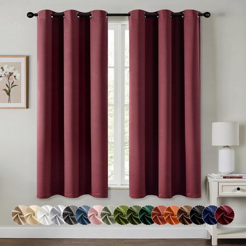 MIULEE Burgundy Red Blackout Curtains - Thermal Insulated Room Darkening Drapes | 40 x 54 Inches, 2 Panels