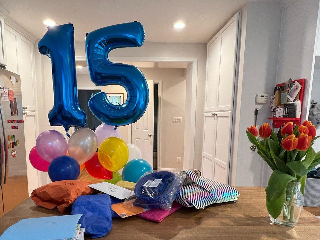Number 15 Balloon by [Brand Name] - 40 Inch Navy Blue Birthday Decoration for 15th Celebration