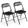 Elevon Folding Chairs 2 Pack, Padded Vinyl Cushion Chairs with Sturdy Metal Frame for for Home and Office, for Indoor and Outdoor Events, 300lb Capacity, Black