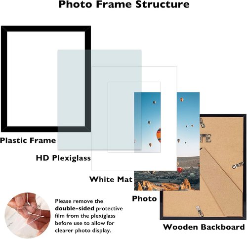 8x10 Black Picture Frame by [Brand Name] - Versatile Wall Hanging & Tabletop Display with 5x7 Mat