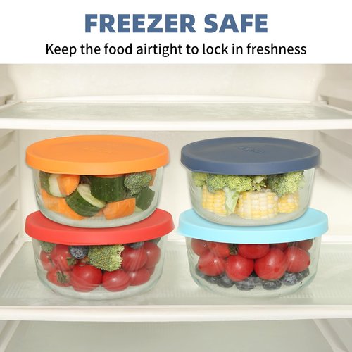 Replacement Lids for Pyrex 7201-PC 4 Cup, Silicone Round Storage Cover Lid for Anchor Hocking Glass Bowl 2 Pack Dark Blue
