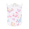 Clastyle Large Purple Pink Butterfly Laundry Basket Waterproof Flower Clothes Nursery Hamper for Baby Girl Collapsible Toy Storage Gift Basket for Kid Bedroom Decor