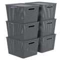Gainhope 6-Pack Large Plastic Storage Baskets with Lid, 13.98" x 11.57" x 8.66", Stackable Storage Container Organizer Bins for Office, Bathroom, Kitchen, Pantry, Gray