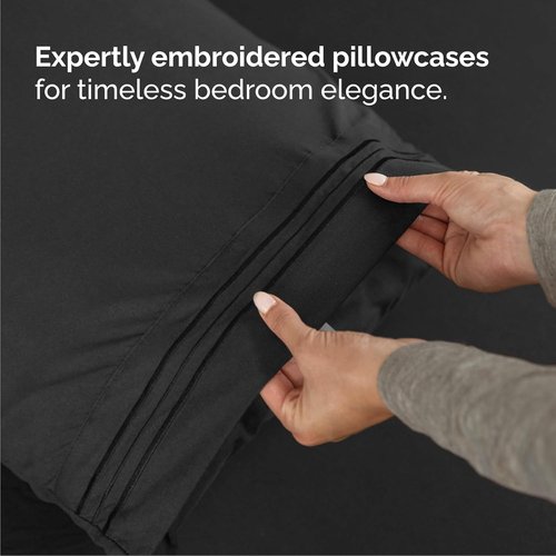 Cal King Size Sheet Set by Hotel Luxury | Comfy, Breathable & Cooling - Ultra-Soft, Deep Pockets - Black