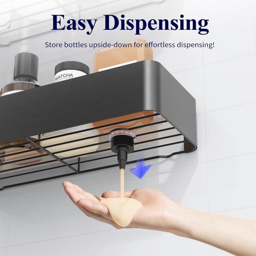 Kitsure Shower Caddy | 2 Pack Adhesive Organizer - Rustproof Metal Shelves, No-Drill, Large, Grey