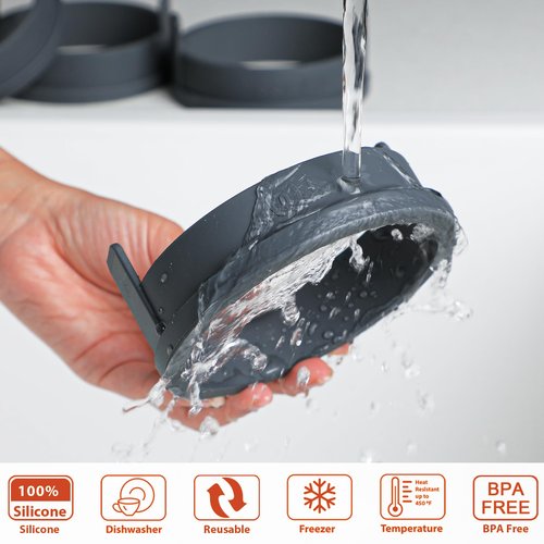 Webake 4 inch Silicone English Muffin Rings, Nonstick Standard Size Crumpet Ring, Egg Rings, BPA-Free, Set of 4