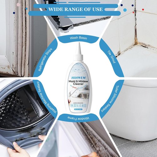 HIHWEM Mold & Mildew Remover Gel - Powerful Stain Cleaner for Washing Machines & Grout | 8 fl. oz