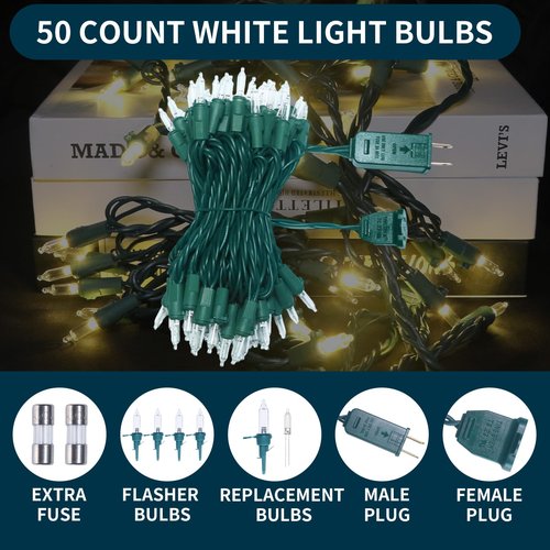 Warm Yellow Soft Twinkle Lights, 18.7ft 50LED Waterproof Christmas Tree String Lights Indoor with Green Wire,Connectable Mini Light Xmas Light for Outdoor Home,Festival,Party,Holiday Decor