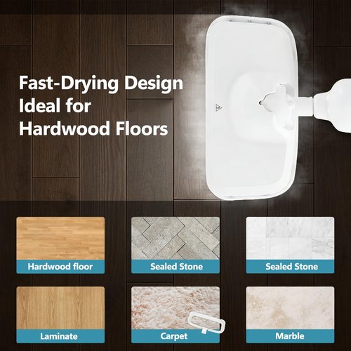Simple Deluxe Steam Mop for Floor Cleaning, Lightweight Floor Steamer Cleaner Mop - Ideal for Hardwood/Tile/Laminate Floors Carpet, 2 Washable Pad, White and Green