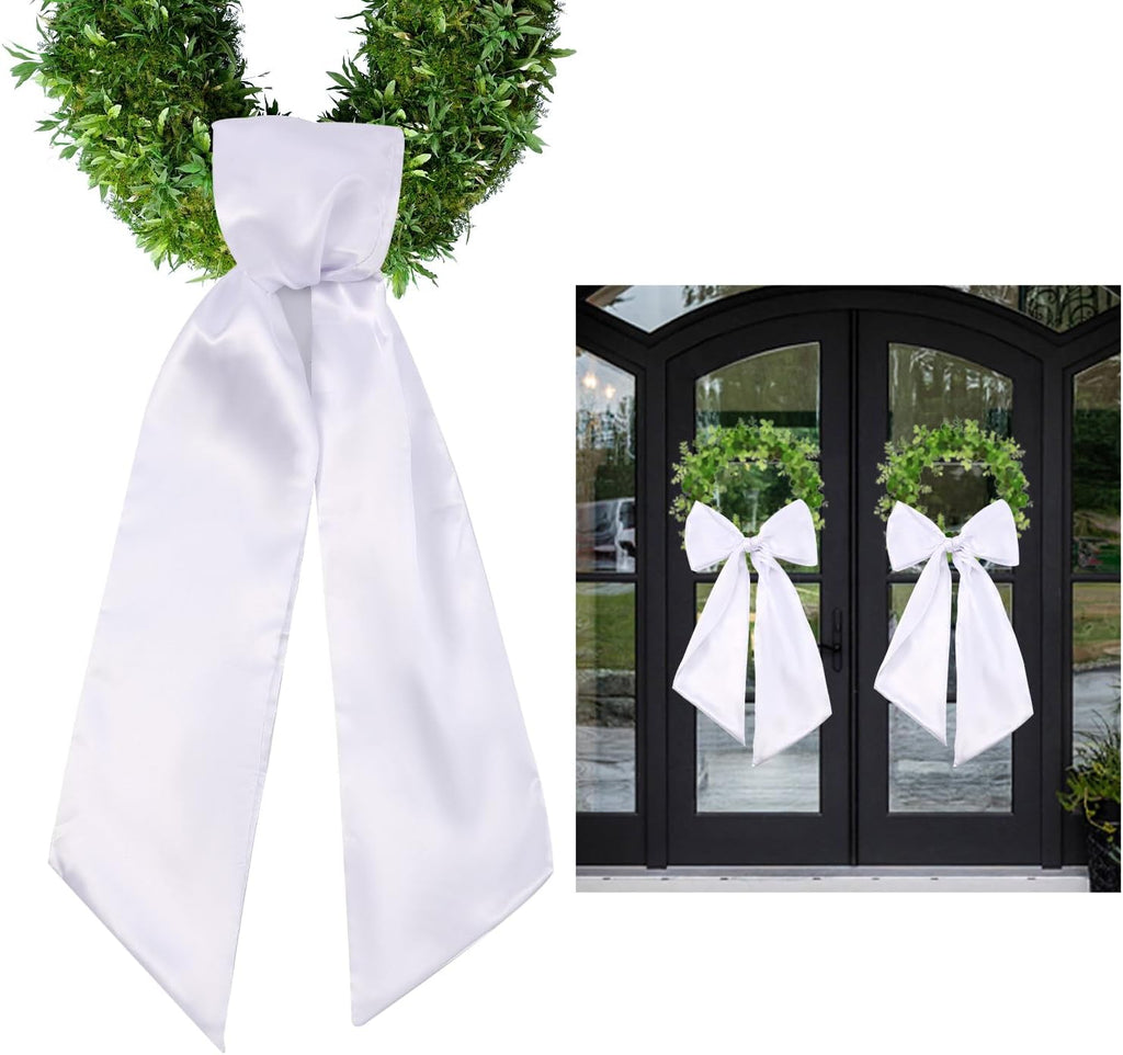 Skiennix 2 Pack Wreath Sash - Blank White Sash for Monogram Embroidery | 5'' W x 54'' L Decor