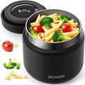 JSCARES 12oz Kids Insulated-Food-Jars for Hot-Food, Wide Mouth Soup Thermo Food Jar Insulated Thermal Lunch Container Termo para Comida Caliente Vacuum Thermoses for Keeping Food Warm-Black