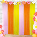 Groovy Foil Fringe Curtains Backdrop Birthday Party Decorations, 2 Pack 3.28 x 6.56 Ft Orange Yellow Pink Tinsel Streamer Photo Booth Props for Hippie Retro Boho Themed Party Decor Supplies