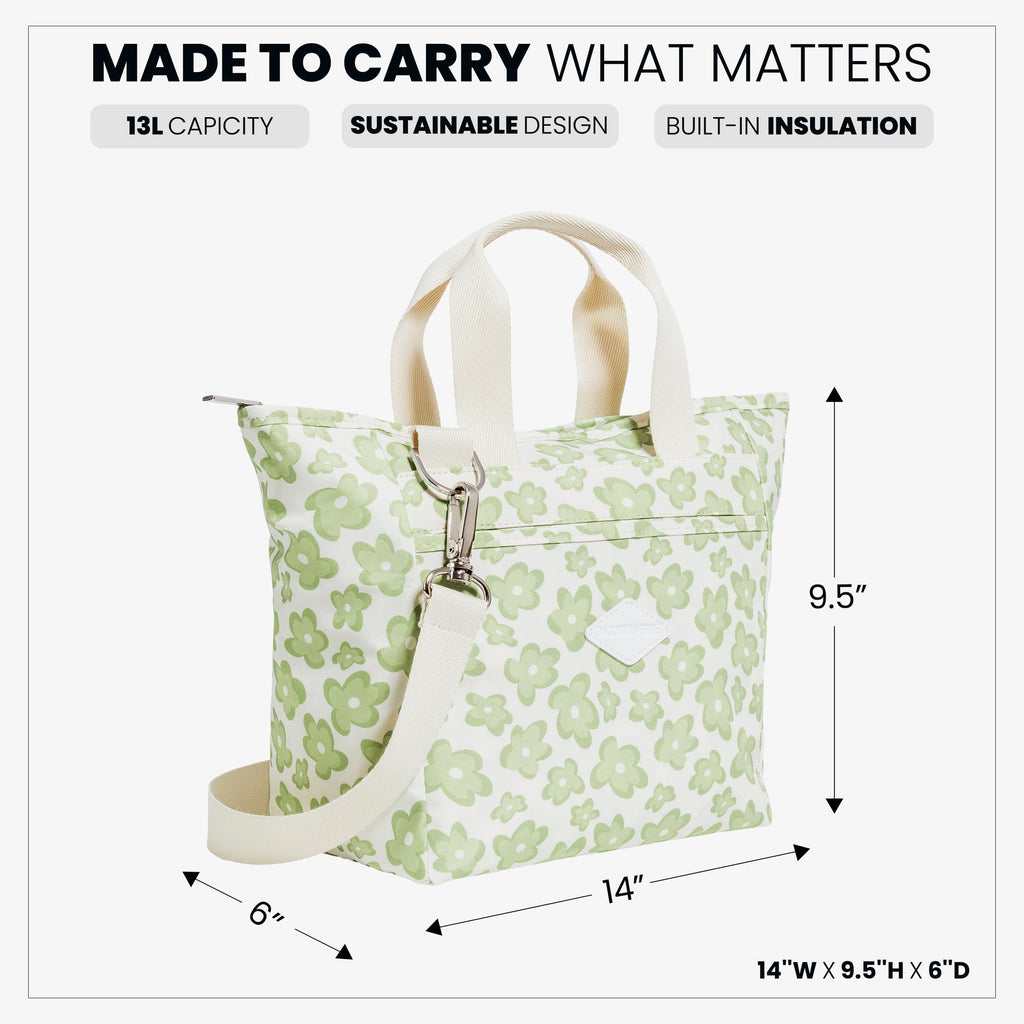 DaCosta Daily Tote Bag for Women with Zipper - Travel Tote with Pockets - Lightweight Daily, School, Laptop, Work Bag with Insulated Lining - Water Splash-Resistant Purse - Sage Floral