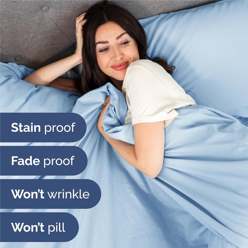 Skiennix Full Size 4-Piece Sheet Set - Comfy Cooling Bed Sheets | Luxury Hotel Quality - Deep Pockets, Soft & Wrinkle-Free - Light Blue