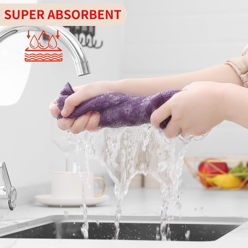 Homaxy 100% Cotton Waffle Weave Dish Towels - Ultra Soft & Absorbent, Quick Drying | 13 x 28 Inches, 8-Pack, Lavender