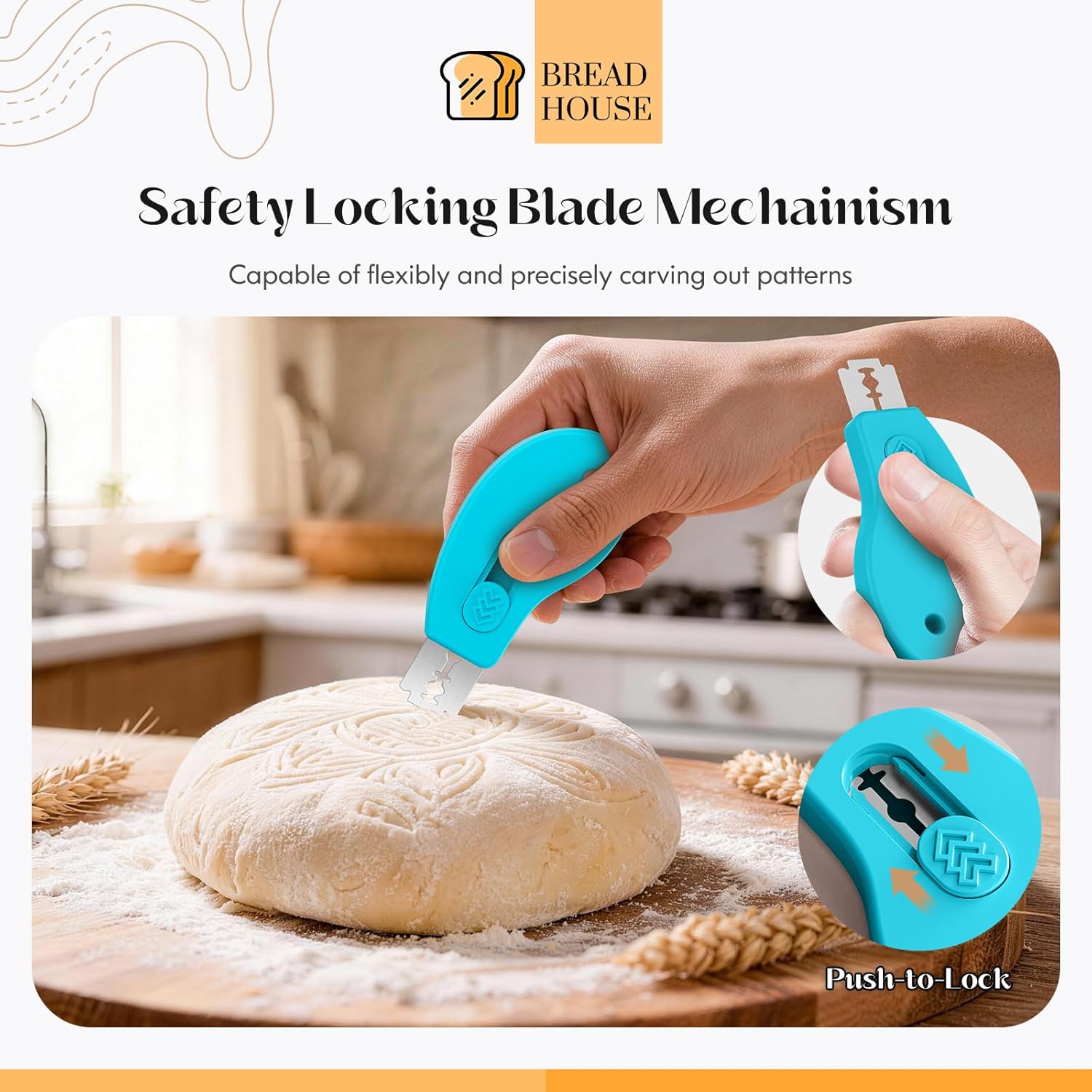 Skiennix Bread Lame - Magnetic Sourdough Scoring Tool with 5 Replaceable Razor Blades | Perfect for Baking