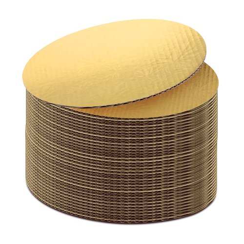 Bekoetoz 40 Pack Cake Boards Round 10 Inch Disposable Cake Plate Corrugated Cardboard Circles Cake Base Decorating Supplies (Gold 10")