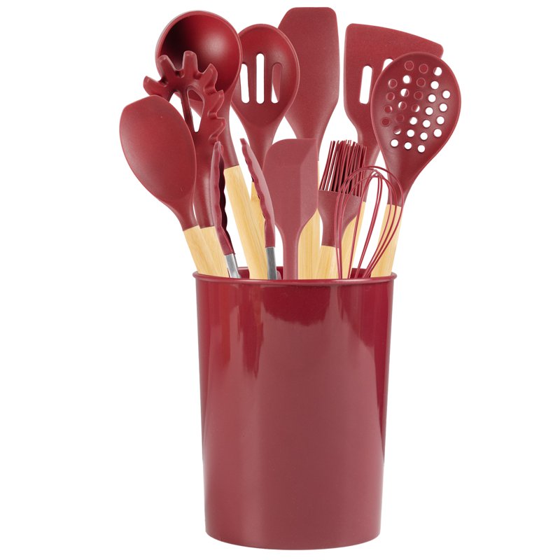 14-Piece Silicone Kitchen Tool Set - Luscious Merlot