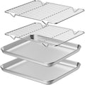 Wildone Baking Sheet Set - Stainless Steel Cookie Pan with Cooling Racks | 2 Sheets + 2 Racks, 12 x 10 x 1 Inch, Non-Toxic & Easy to Clean