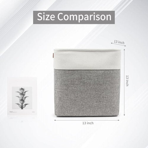 Bagnizer 13x13 Cube Storage Bins - Collapsible Fabric Boxes | 4-Pack Grey & White Organizers for Home & Office