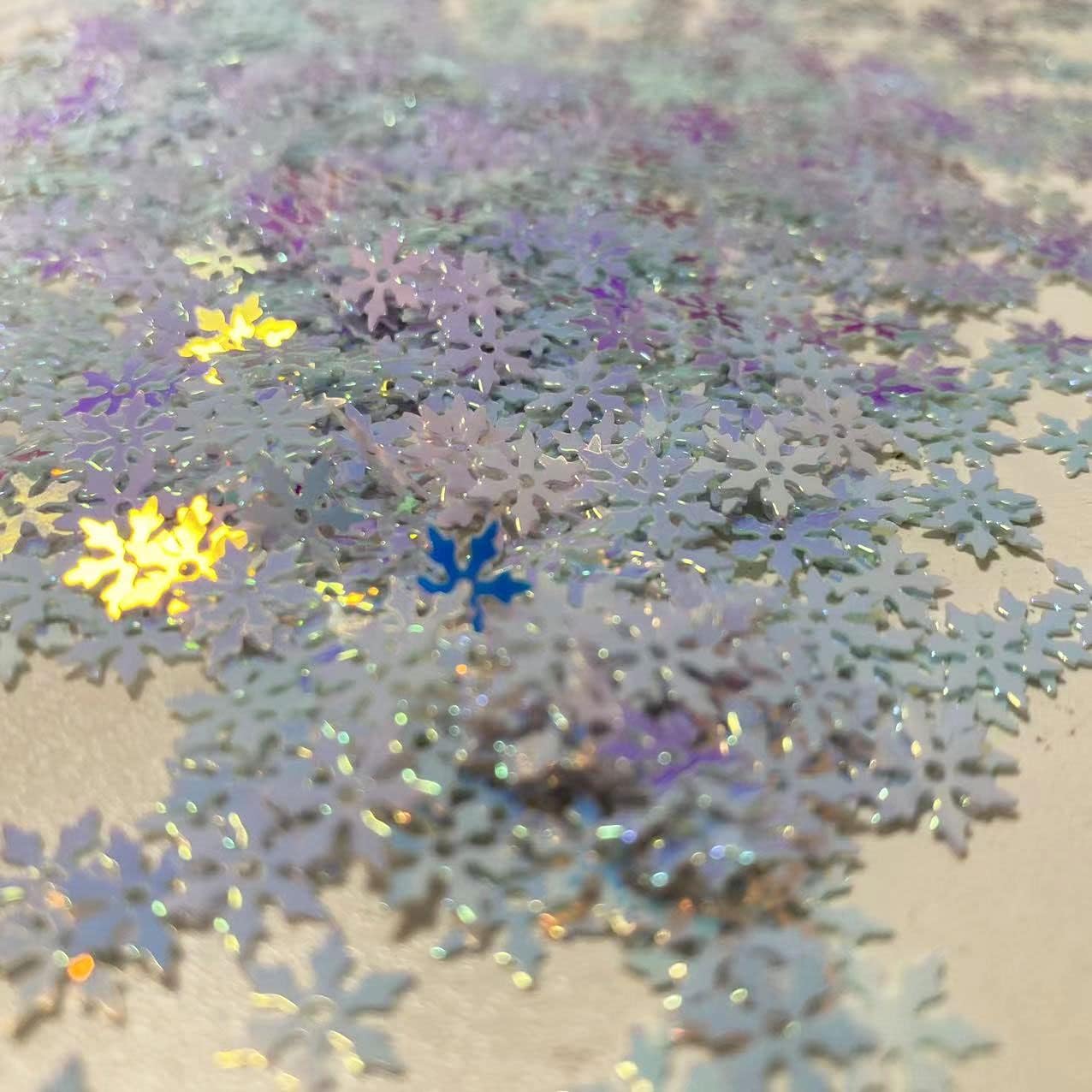 Skiennix Snowflakes Party Glitter - 2000 Pieces of PVC Confetti for Christmas & Winter Crafts