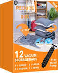 GONGSHI Vacuum Storage Bags - Space-Saving Seal Bags for Clothing & Travel | 12 Combo Set