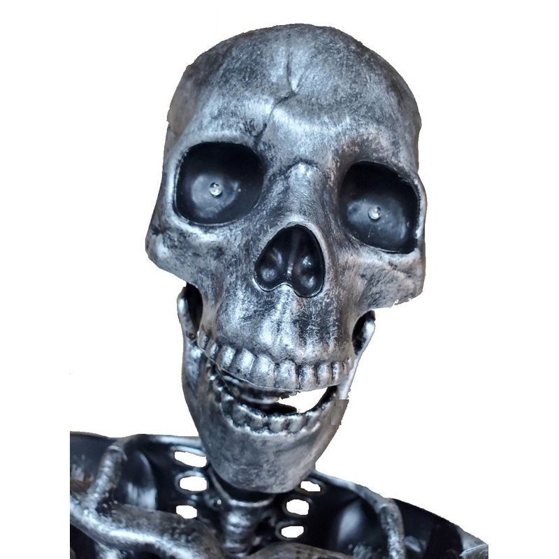 Set of 2 60-Inch Animated Skeleton Decor with Light-Up Eyes and Moving Jaws - Battery Operated for Indoor Outdoor Halloween