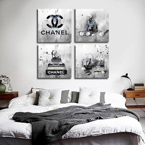 Meetdeceny Bedroom Wall Decor - Black & White Handbag Art for Teen Girls | Stylish Canvas Prints - 20"x20" (4 Pieces)