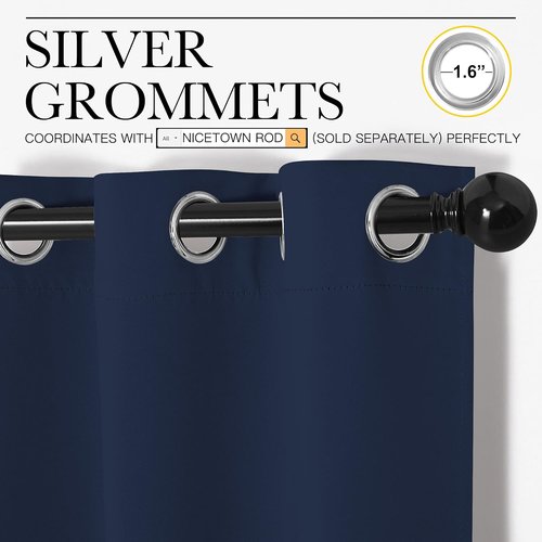 NICETOWN Blackout Curtains - Light Blocking Thermal Insulated Drapes for Kid's Room | Navy, 42 x 63 Inch (1 Pair)