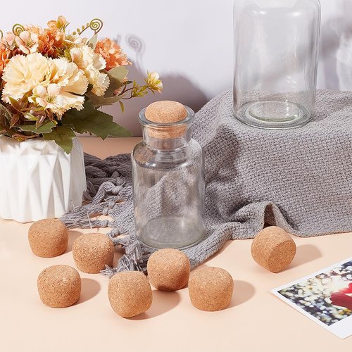 OLYCRAFT 8Pcs Wooden Cork Stoppers 1.2~1.5 Inch Cork Bottle Stoppers Wooden Tapered Corks Wood Lids Replacement Bottle Stopper Corks for Wide Mouth Bottle Glass Bottle Accessories - 1 Inch Thick