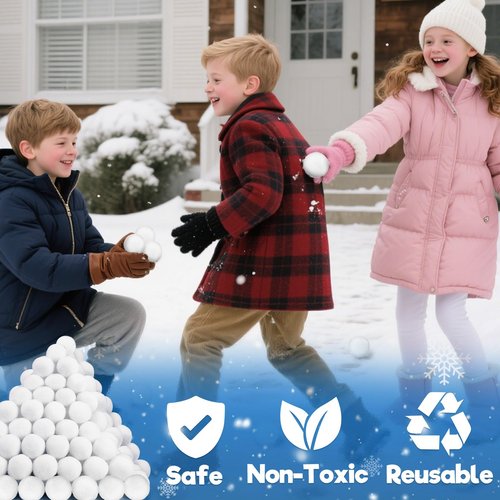 Christmas Decorations Indoor, 120 PCS 2 Inch Fake Snowballs for Kids Indoor Fight Set Game for Family Party, New Years Eve Party Supplies 2026 for Grandkids Kids Adults Fun School Carnival Holiday