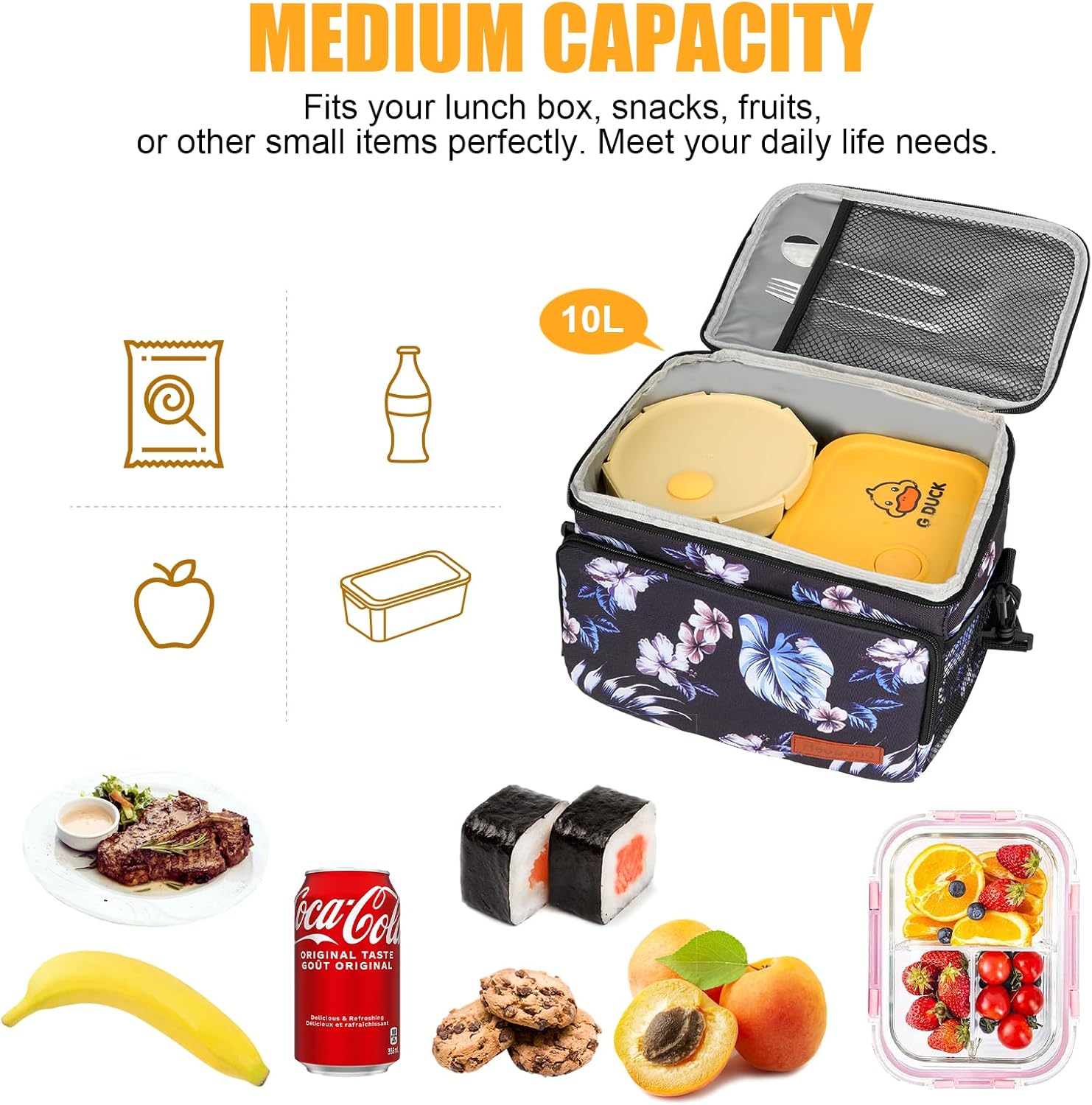 Skiennix Insulated Lunch Box - Leakproof Cooler Bag with Multi Pockets & Adjustable Strap | Perfect for Work, Beach & Picnic