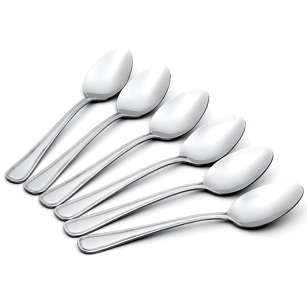 Oneida Silverware Set, Tress Mirror Everyday Teaspoons 6-Piece, Service For 6, 18/0 Stainless Steel, Dishwasher Safe, Home And Kitchen Utensils Set, Spoons, Tea spoon (Silver, 6 Piece)