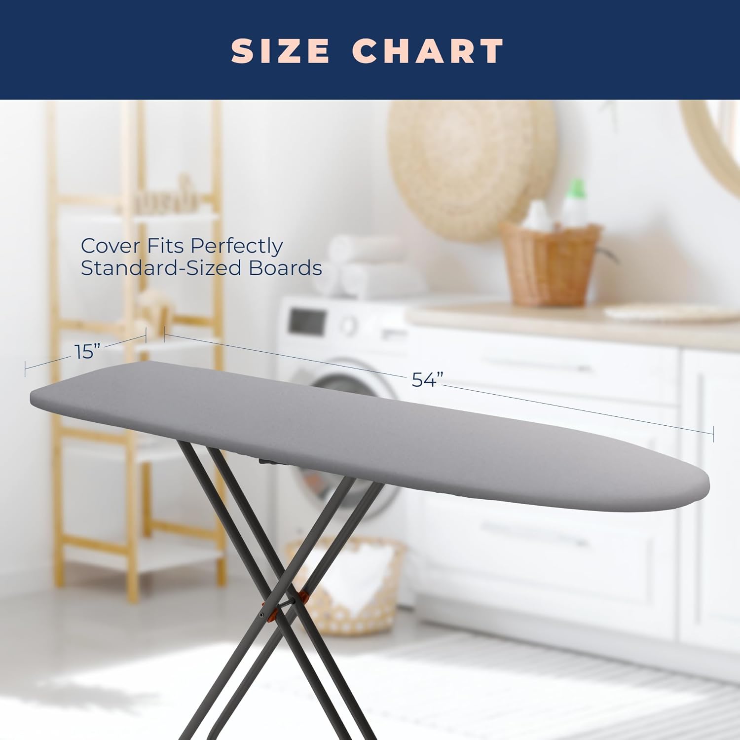 Skiennix Ironing Board Cover - Extra Thick Heavy Duty 4-Layer Pad | Non-Stick, Scorch & Stain Resistant, 15x54 Inch