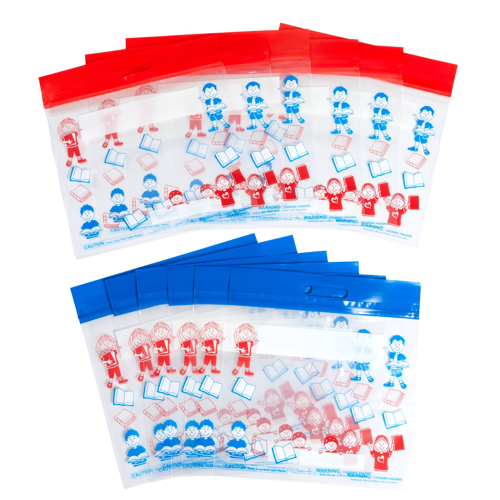 Really Good Stuff Press and Seal Storage Bags, Set of 12, 15" L x 14.5" W | Extra Large Thick Plastic, Classroom Book Bags For Kids, Reading Pouch, Toy Buddy