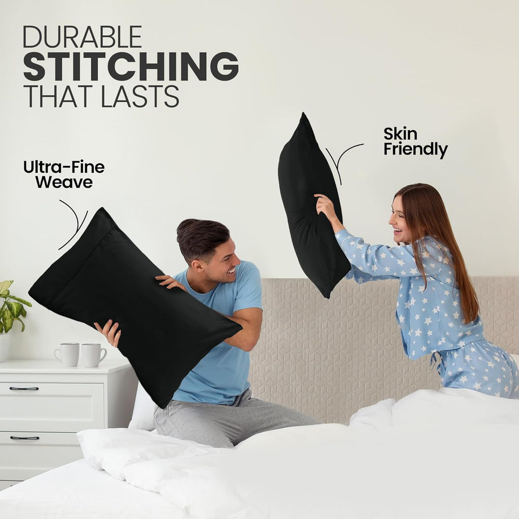 Utopia Bedding Standard Pillow Cases - Soft Brushed Microfiber - 2 Pack, Fade Resistant, 20" x 26", Black