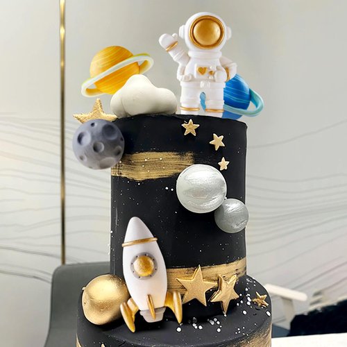 Space Cake Toppers Outer Space Cake Decorations,Astronaut Rocket Stars Cake Decorations for Two The Moon First Trip Around the Sun Birthday Baby Shower