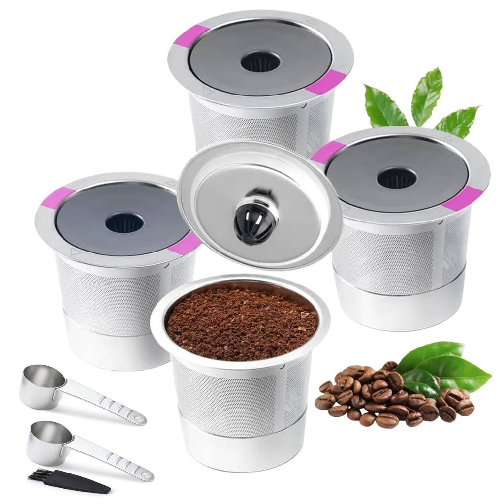 4 Pack Stianless Steel Reusable K Cup Coffee Pods Compatible for Keurig 1.0 & 2.0 Coffee Maker Refillable Keurig Coffee Filter