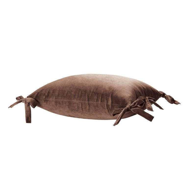 Brown Velvet Bow Decorative Pillow 14x20 Inches - Home Decor Collection