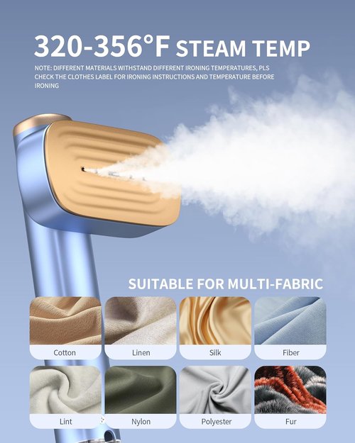 MIYOKO 2-In-1 Portable Handheld Garment Steamer & Iron - Fast Heat-Up, 1200W, Travel Size, 25 G/MIN Steam
