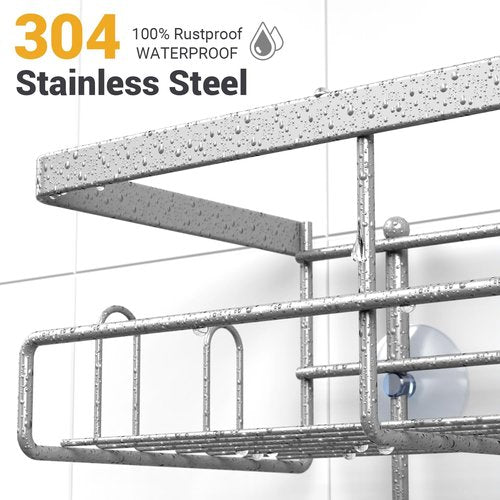 **AKTECKE Shower Caddy - Rustproof Hanging Bathroom Organizer for Easy Shampoo & Soap Storage | Chrome Finish**