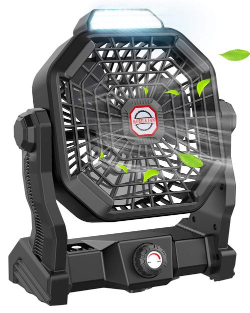 JINLICTE Camping Fan with LED Lantern, 36 Hours 9 Inch Portable Rechargeable Battery Powered Fan with Stepless Speed and Quiet Battery Operated for Picnic, Barbecue, Fishing, Travel, Home, Tent