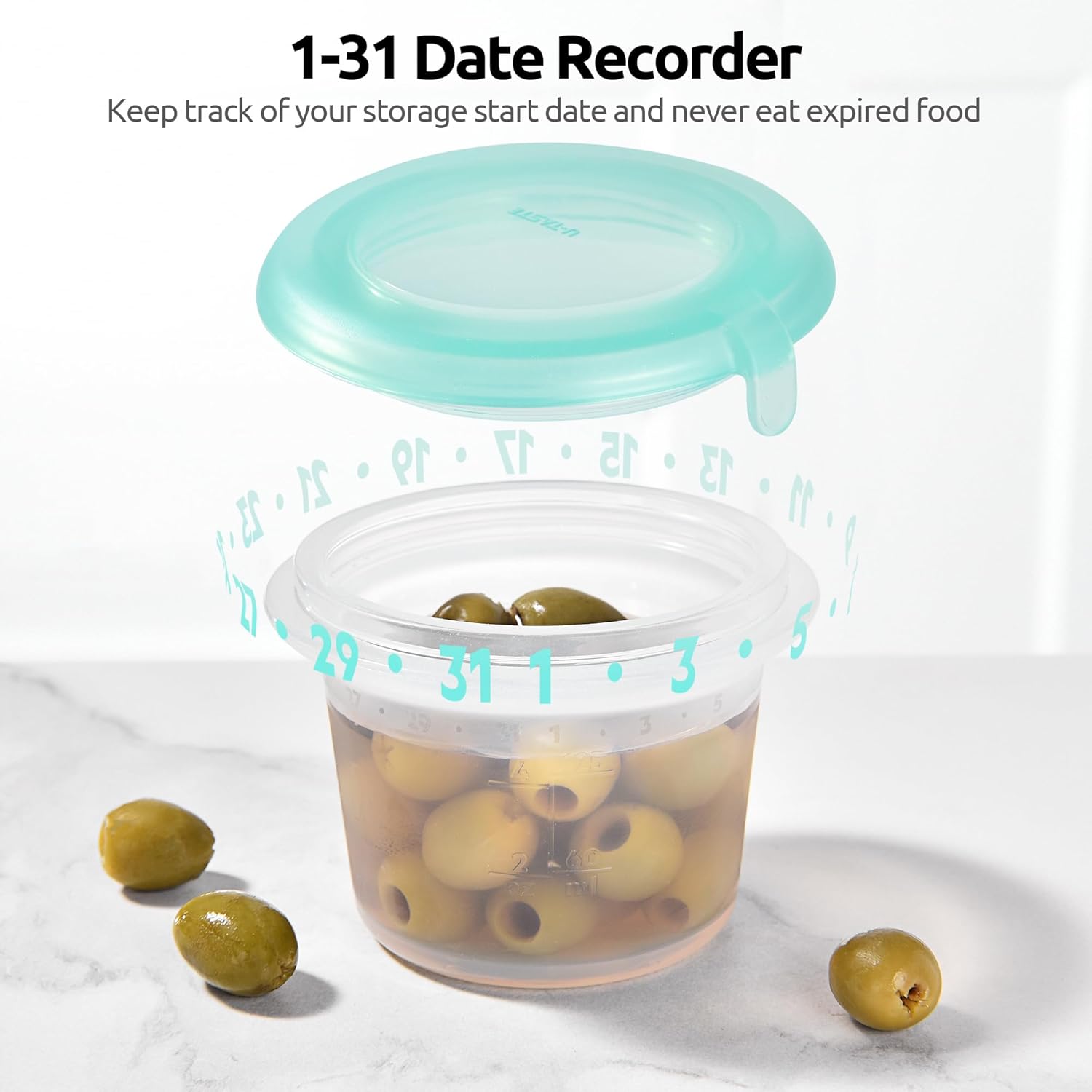U-Taste Silicone Food Container Set - 4oz x 2, Airtight & Stackable for Snacks | Freezer & Microwave Safe, Aqua Sky