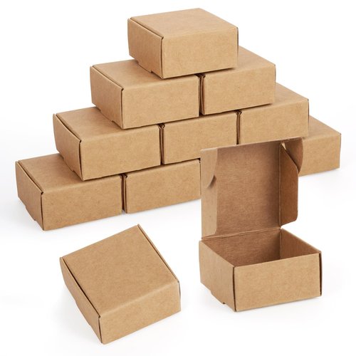Craftdady 50 pcs Small Brown Aircraft Boxes Mini Paper Jewellery Gift Boxes Square Soap Box Shipping Box Corrugated Paper Boxes for Jewelry Small Business Packing 4.1x3.8x2 cm