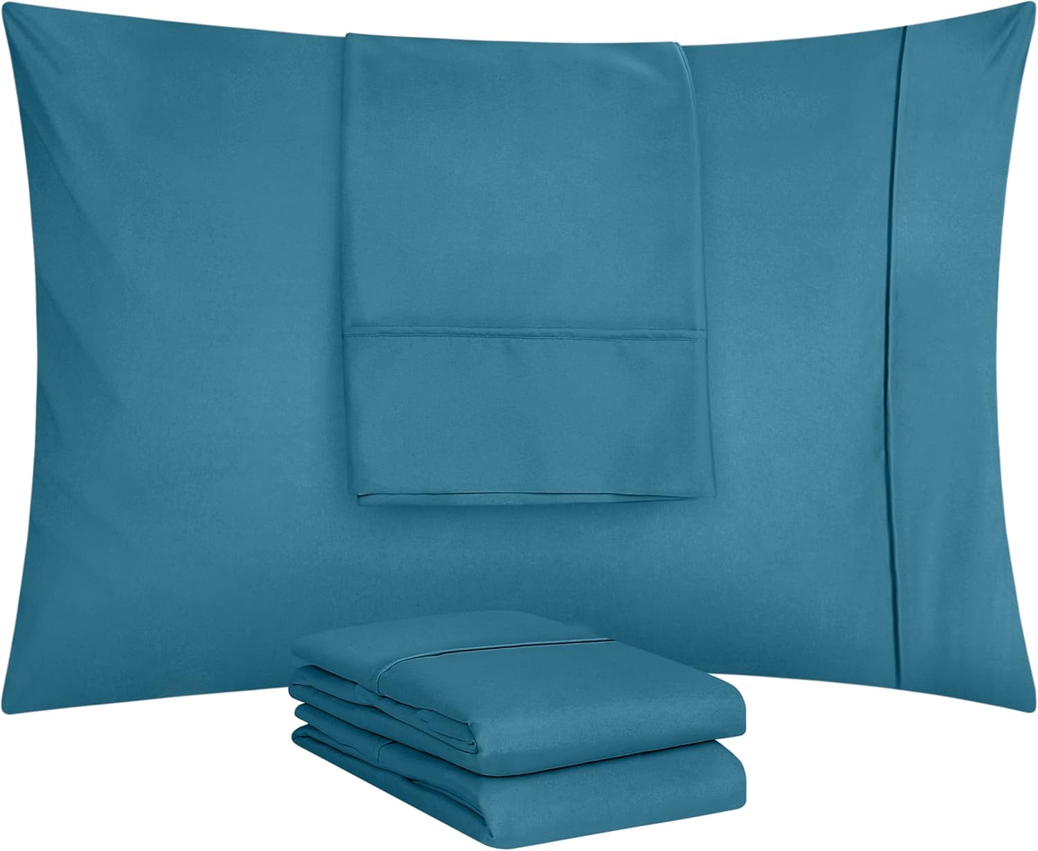 Utopia Bedding King Pillow Cases - Soft Brushed Microfiber - 4 Pack, Fade Resistant, 20 x 40 Inches | Denim Blue